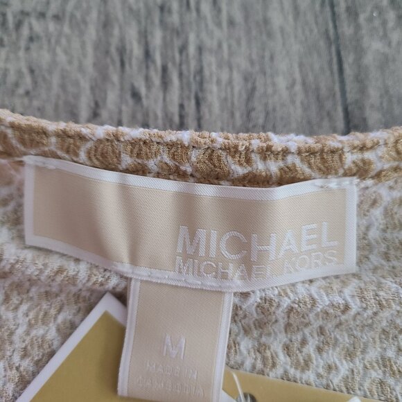 Michael Michael Kors women's khaki short sleeve blouse medium NWT - Picture 11 of 13
